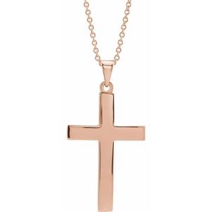 14K Rose Cross 18" Necklace