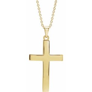 14K Rose Cross 18" Necklace