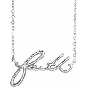 14K White Faith 16" Necklace