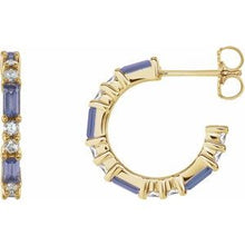 14K Yellow Natural Tanzanite & 1/2 CTW Natural Diamond 17.2 mm Hoop Earrings 86789:672:P