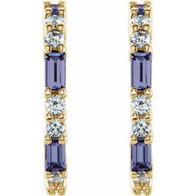 14K Yellow Natural Tanzanite & 1/2 CTW Natural Diamond 17.2 mm Hoop Earrings 86789:672:P