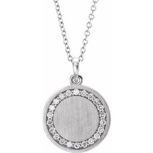 Sterling Silver 1/5 CTW Natural Diamond Engravable 16-18" Necklace 86437:608:P