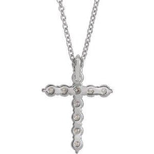 14K White 3/8 CTW Natural Diamond Cross 16-18