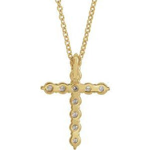 14K Yellow 3/8 CTW Natural Diamond Cross 16-18