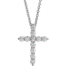 14K White 3/8 CTW Natural Diamond Cross 16-18