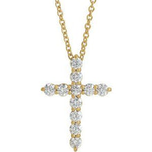 14K Yellow 3/8 CTW Natural Diamond Cross 16-18