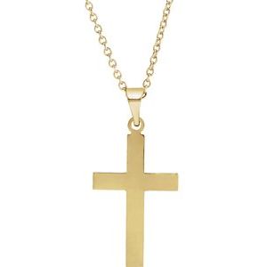 14K Yellow 18 x 12 mm Cross 18" Necklace R4030:6004:P