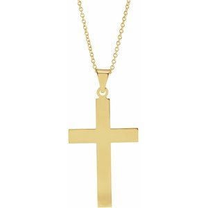 14K Yellow 28 x 18 mm Cross 18" Necklace R4030:6006:P