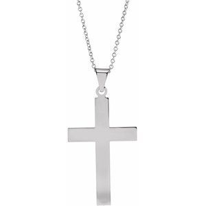 Sterling Silver 28 x 18 mm Cross 18" Necklace R4030:6008:P