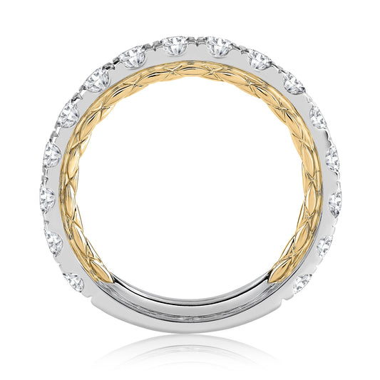A.Jaffe Wedding Bands Two Tone Diamond Wedding Band with Signature A.JAFFE Quilts Interior MRCRD2348Q/160