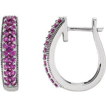 14K White Natural Pink Sapphire 18.5 mm Hoop Earrings 651258:70004:P