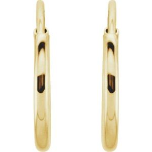 14K Yellow Endless Tube 10 mm Hoop Earring