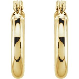 14K Yellow Tube 13 mm Hoop Earrings