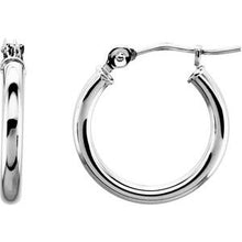 14K White Tube 15 mm Hoop Earrings 20270:163849:P
