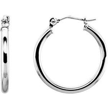 14K White Tube 20 mm Hoop Earrings 20270:163850:P