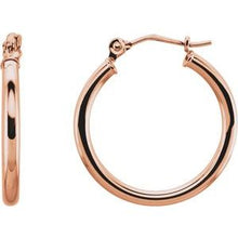 14K Rose Tube 20 mm Hoop Earrings 20270:6005:P