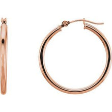 14K Rose Tube 25 mm Hoop Earrings 20270:6006:P