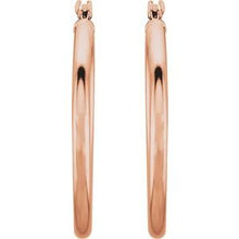 14K Rose Tube 25 mm Hoop Earrings 20270:6006:P