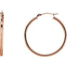 14K Rose Tube 30 mm Hoop Earrings 20270:6007:P