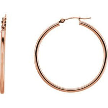 14K Rose Tube 34 mm Hoop Earrings 20270:6008:P