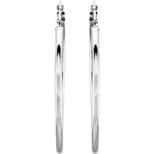 14K White Tube 40 mm Hoop Earrings 20270:6002:P