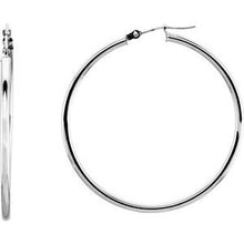 14K White Tube 40 mm Hoop Earrings 20270:6002:P