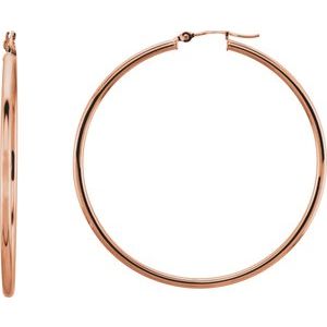 14K Rose Tube 47 mm Hoop Earrings 20270:6010:P