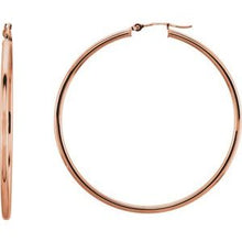 14K Rose Tube 47 mm Hoop Earrings 20270:6010:P