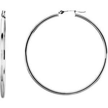 14K White Tube 47 mm Hoop Earrings 20270:163852:P