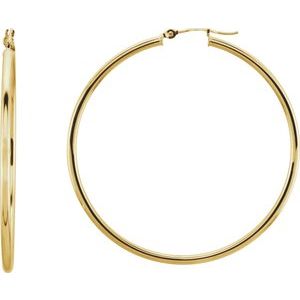 14K Yellow Tube 47 mm Hoop Earrings 20270:163847:P