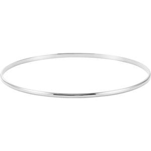 14K White Engravable 2 mm Half Round Bangle 7 1/2" Bracelet BRC1:11653:P