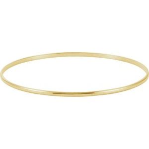 14K Yellow Engravable 2 mm Half Round Bangle 7 1/2" Bracelet BRC1:11647:P