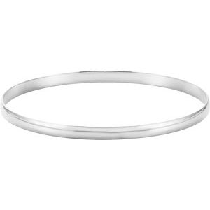 14K White Engravable 4 mm Half Round Bangle 7 1/2" Bracelet BRC1:11654:P