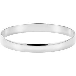 14K White Engravable 6 mm Half Round Bangle 7 1/2" Bracelet BRC1:11652:P