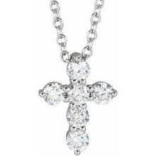 14K White 1/4 CTW Natural Diamond Cross 16-18