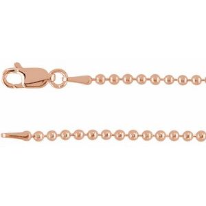 14K Rose 2 mm Hollow Bead 20" Chain CH437:209:P