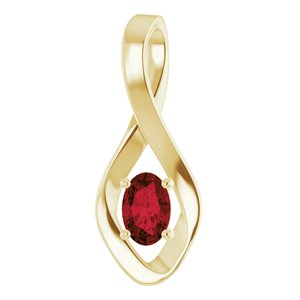 14K Yellow 6x4 mm Oval Natural Mozambique Garnet Pendant