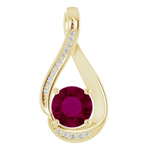 14K Yellow 6 mm Natural Rhodolite Garnet & .04 CTW Natural Diamond Pendant 86419:60000:P