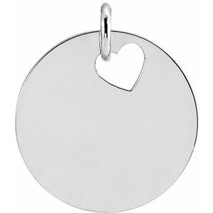Sterling Silver Pierced Heart 15 mm Disc Pendant 87235:104:P