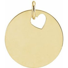14K Yellow Pierced Heart 15 mm Disc Pendant 87235:101:P