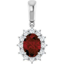 14K White Natural Mozambique Garnet & 1/3 CTW Natural Diamond Pendant 85654:70012:P