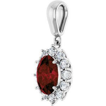 14K White Natural Mozambique Garnet & 1/3 CTW Natural Diamond Pendant 85654:70012:P