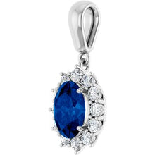 14K White Lab-Grown Blue Sapphire & 1/3 CTW Natural Diamond Pendant 85654:70001:P