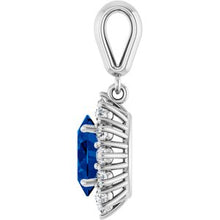 14K White Lab-Grown Blue Sapphire & 1/3 CTW Natural Diamond Pendant 85654:70001:P