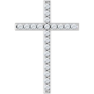 14K White 5/8 CTW Natural Diamond Cross Pendant