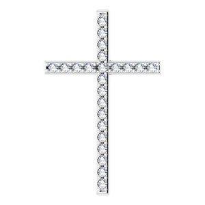 14K White 5/8 CTW Natural Diamond Cross Pendant