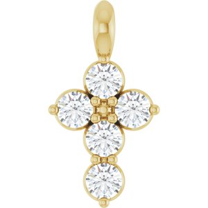 14K Yellow 1/6 CTW Natural Diamond Cross Pendant R42363:760:P
