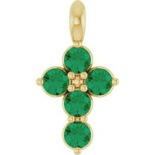 14K Yellow Natural Emerald Cross Pendant R42363:626:P