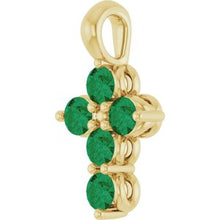 14K Yellow Natural Emerald Cross Pendant R42363:626:P