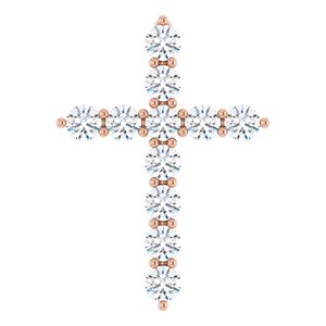 14K Rose 3/8 CTW Lab-Grown Diamond Cross Pendant R42359:LG633:P